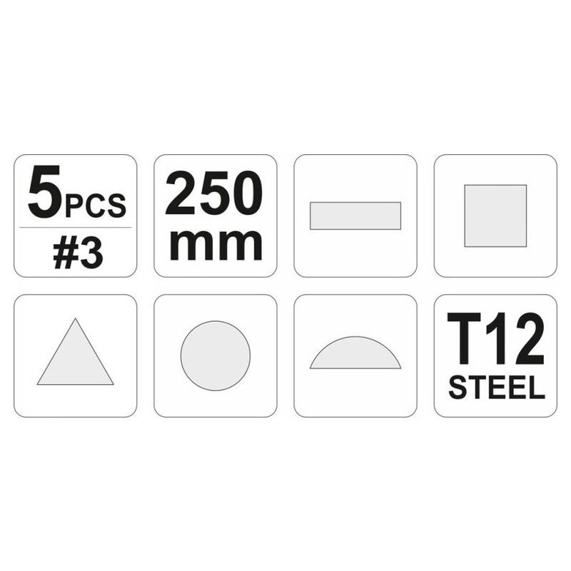 YATO Reszelő készlet 5 részes 250 mm / #3 finom (YT-6239)