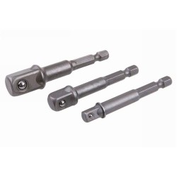 Dugókulcs adapter készlet 3 részes 1/4' Hex - 1/4', 3/8', 1/2' négyszög CrV (18604F) Dugókulcs adapter készlet 3 részes 1/4' Hex - 1/4', 3/8', 1/2' négyszög CrV (18604F)