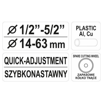 YATO Csővágó görgős 14-63 mm (réz-alu-műany.) (YT-2234) YATO Csővágó görgős 14-63 mm (réz-alu-műany.) (YT-2234)