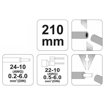 YATO Blankoló & krimpelő fogó 210 mm/0,2-6,0 mm2 (YT-2278)