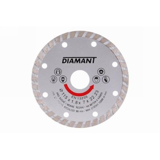 DIAMANT Gyémánt vágókorong 115 x 1,8 x 7,0 x 22,2 mm turbo (21135F)