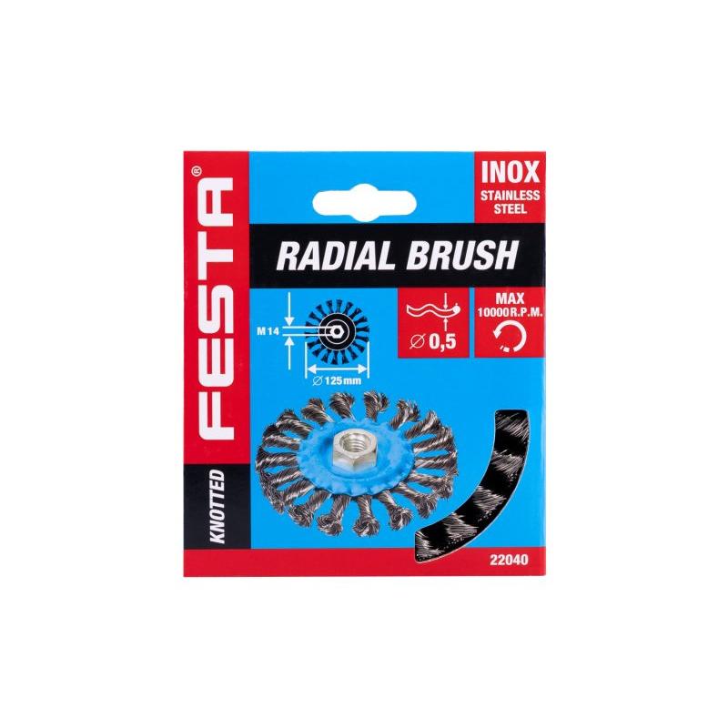 FESTA Sodrott körkefe M14 125 mm inox (22040F)