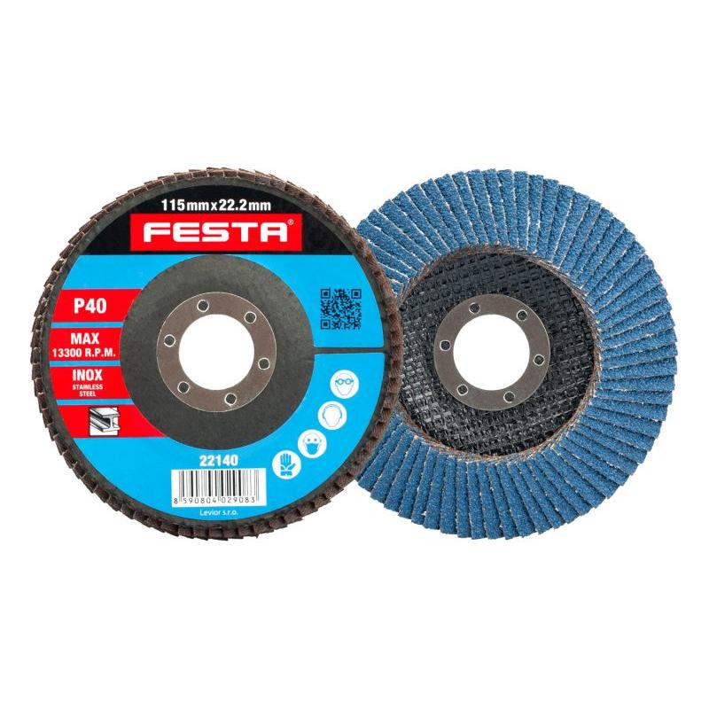 FESTA Lamellás csiszolókorong 115 x 22,2 mm / P40 inox (22140F)