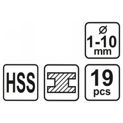 STHOR Csigafúró készlet 19 részes 1-10 mm HSS (22190) STHOR Csigafúró készlet 19 részes 1-10 mm HSS (22190)
