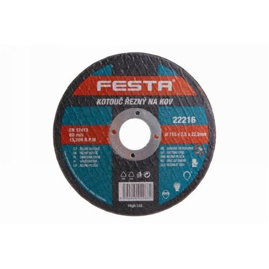 FESTA Vágókorong fémre 115 x 2,5 x 22,2 mm (22216F)