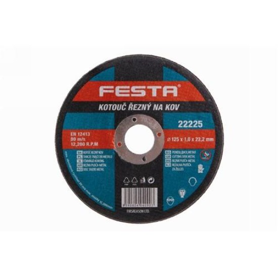 FESTA Vágókorong fémre 125 x 1,0 x 22,2 mm inox (22225F)