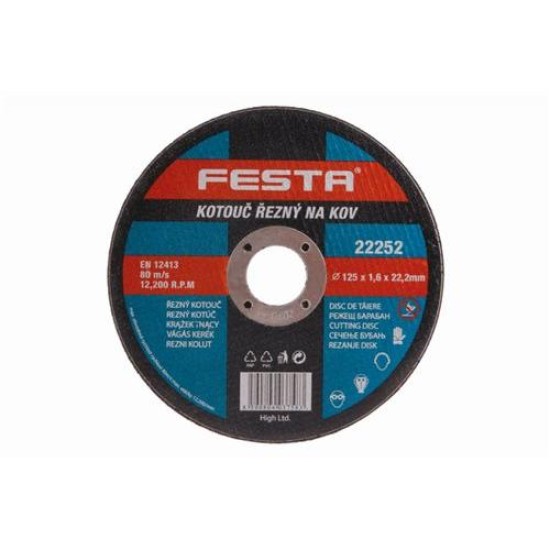 FESTA Vágókorong fémre 125 x 1,6 x 22,2 mm (22252F)