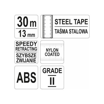 YATO Mérőszalag 30 m x 13 mm acél (YT-71581)