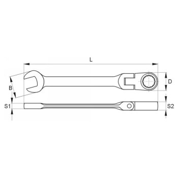 YATO YT-1680 racsnis csuklós csillag-villáskulcs 14 mm CrV 185 mm