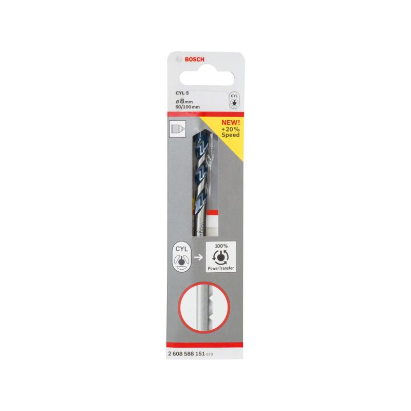 BOSCH Kőzetfúró 8,0 x 100/50 mm kétélű CYL-5 (2608588151)