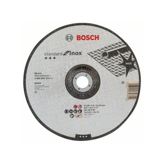 BOSCH Vágókorong fémre 230 x 1,9 x 22,2 mm Standard for Inox hajlított WA 36 R BF (2608601514)