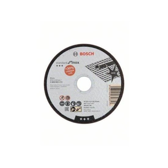 BOSCH Vágókorong fémre 125 x 1,6 x 22,2 mm egyenes inox WA 60 T BF (2608603172)