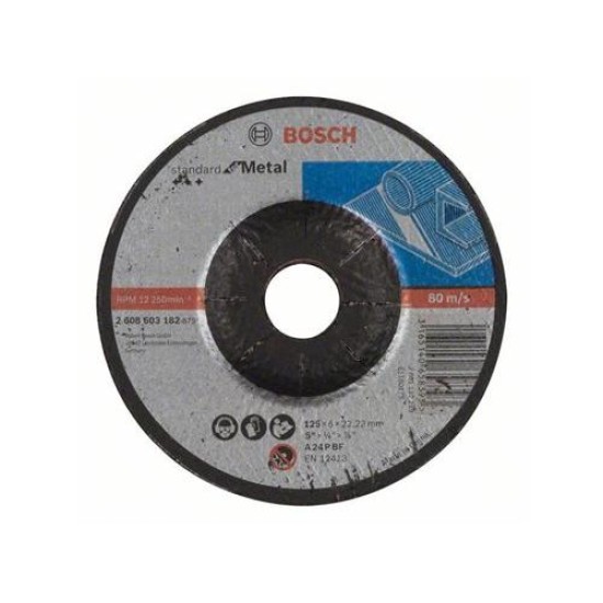 BOSCH Tisztítókorong fémre 125 x 6,0 x 22,2 mm hajlított Standard for Metal A 24 P BF (2608603182)