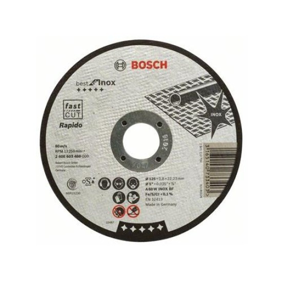 BOSCH Vágókorong fémre 125 x 0,8 x 22,2 mm egyenes Best for Inox - Rapido (2608603488)