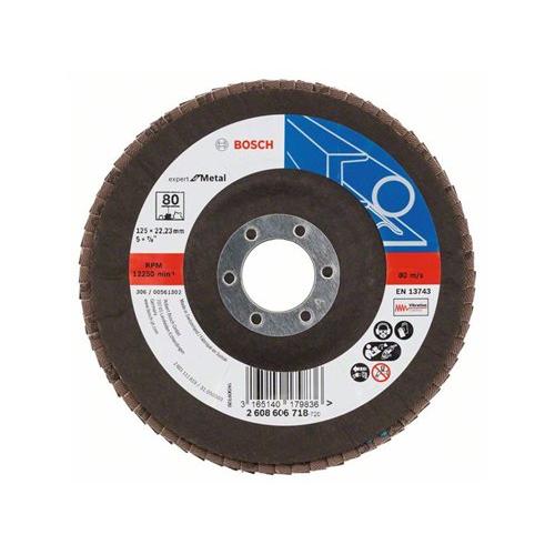 BOSCH Lamellás csiszolókorong kúpos 125 x 22,2 / P80 cirkon-korund X551 inox (2608606718)