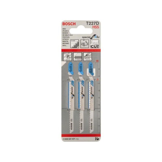 BOSCH Dekopírfűrészlap alumíniumhoz T227D 100/3,0 mm HSS (3 db/cs) (2608631671)