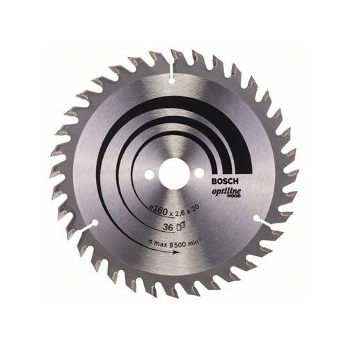 BOSCH Fűrésztárcsa fához 160 x 20/16 x 2,6 mm / 36T Optiline Wood ATB (2608640597)