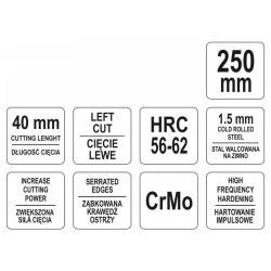 YATO Lemezvágó olló 250 mm balos CrMo (YT-1960) YATO Lemezvágó olló 250 mm balos CrMo (YT-1960)