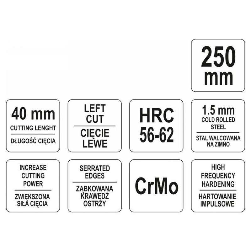YATO Lemezvágó olló 250 mm balos CrMo (YT-1960)