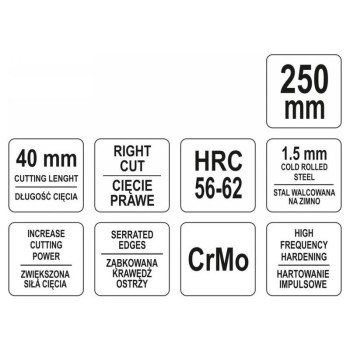 YATO Lemezvágó olló 250 mm jobbos CrMo (YT-1961)
