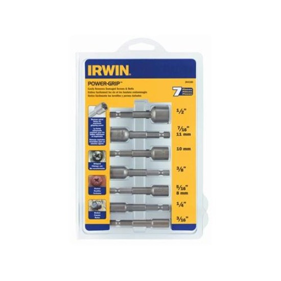 IRWIN Power-Grip Roncsolt csavarfej leszedő készlet 7 részes bit befogású (394100)