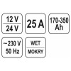 YATO Akkumulátor töltő 12-24 V / 25 A / 170-350 Ah (YT-8305)