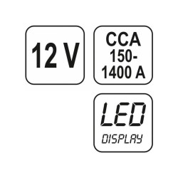 YATO YT-8311 digitális akkuteszter 12V, CCA 150–1400A YATO YT-8311 digitális akkuteszter 12V, CCA 150–1400A