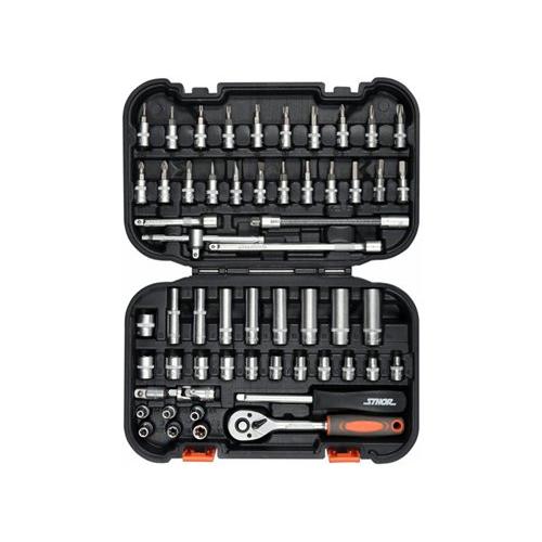 STHOR Dugókulcs készlet 56 részes 1/4' 4-13 mm CrV (58643)