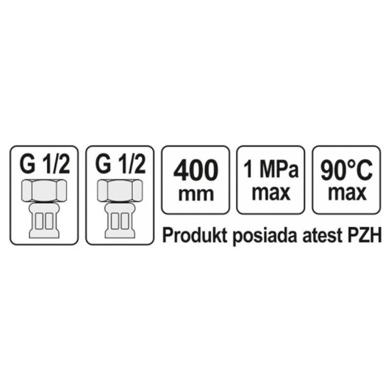 FALA Flexibilis bekötőcső 1/2' x 1/2' 400 mm belső-belső (71801)