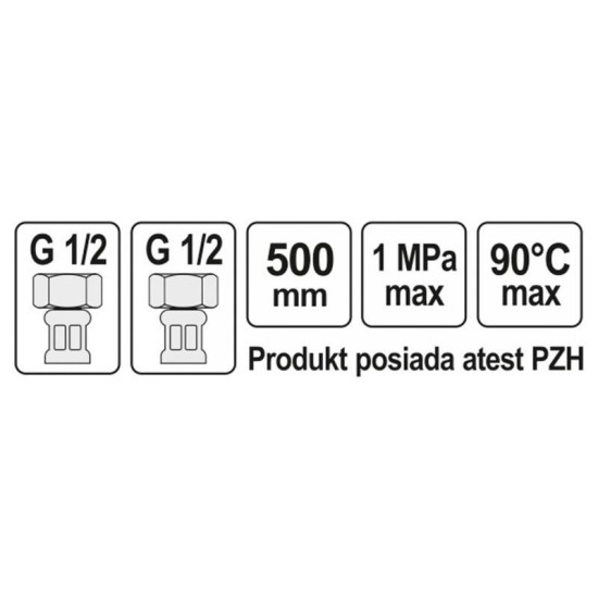 FALA Flexibilis bekötőcső 1/2' x 1/2' 500 mm belső-belső (71802)