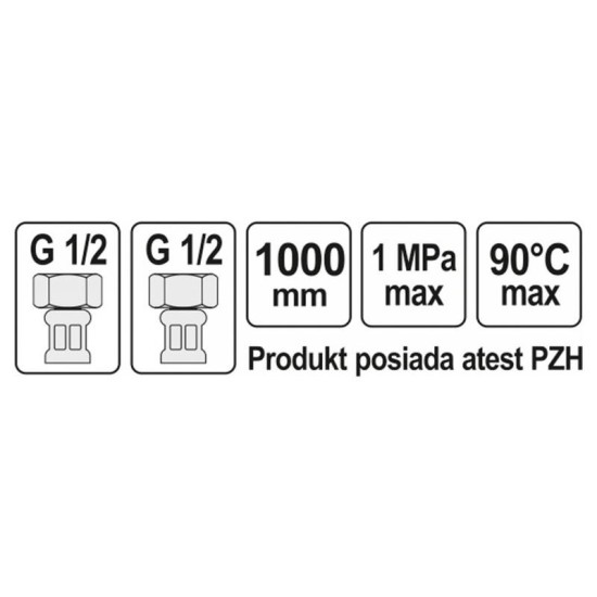 FALA Flexibilis bekötőcső 1/2' x 1/2' 1000 mm belső-belső (71805)