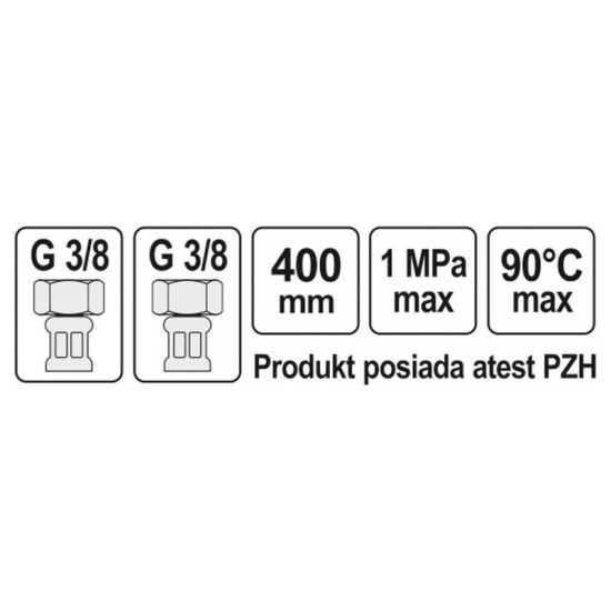 FALA Flexibilis bekötőcső 3/8' x 3/8' 400 mm belső-belső (71815)