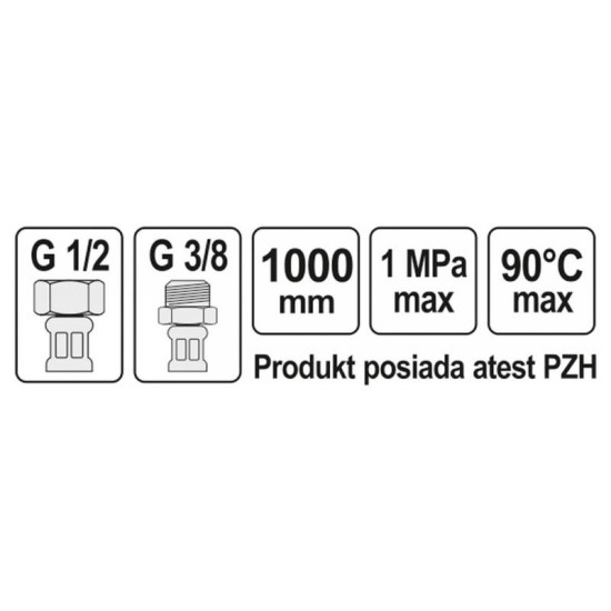 FALA Flexibilis bekötőcső 1/2' x 3/8' 1000 mm belső-külső (71832)