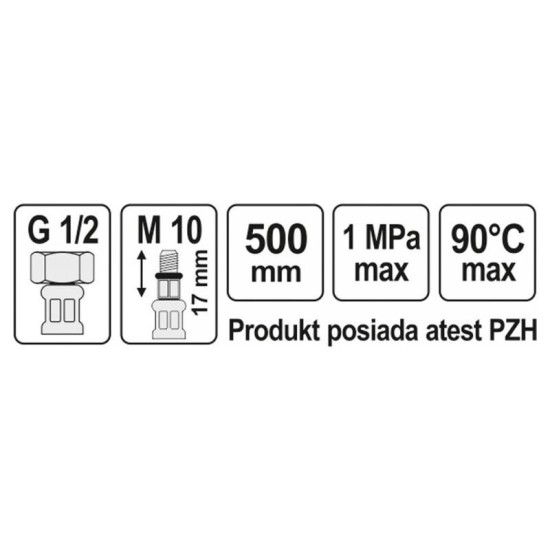 FALA Flexibilis bekötőcső 1/2' x M 10 500 mm belső-külső (71842)