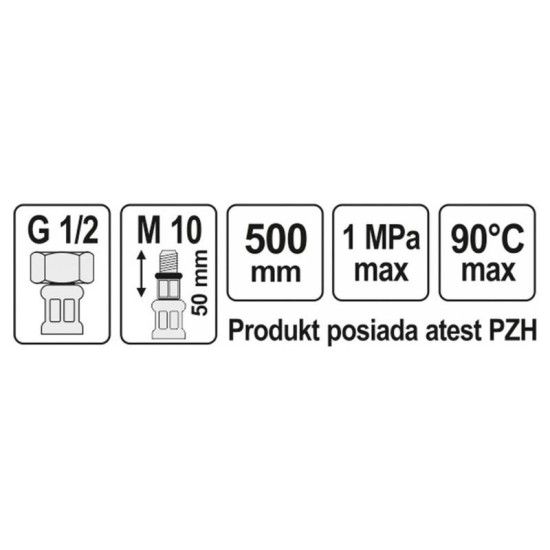 FALA Flexibilis bekötőcső 1/2' x M 10 500 mm belső-külső (71848)