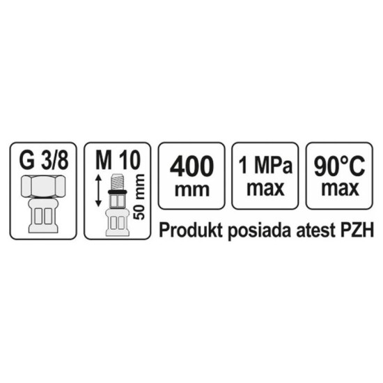 FALA Flexibilis bekötőcső 3/8' x M 10 400 mm belső-külső (71857)