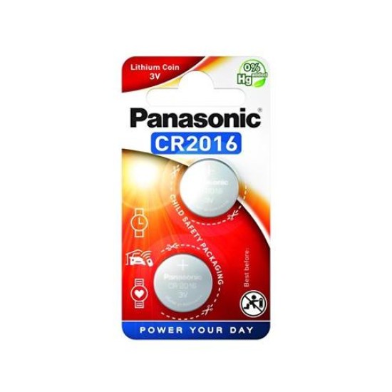 PANASONIC CR2016 lítium gombelem 3 V (2 db/cs) (CR2016L-2BP-PAN)