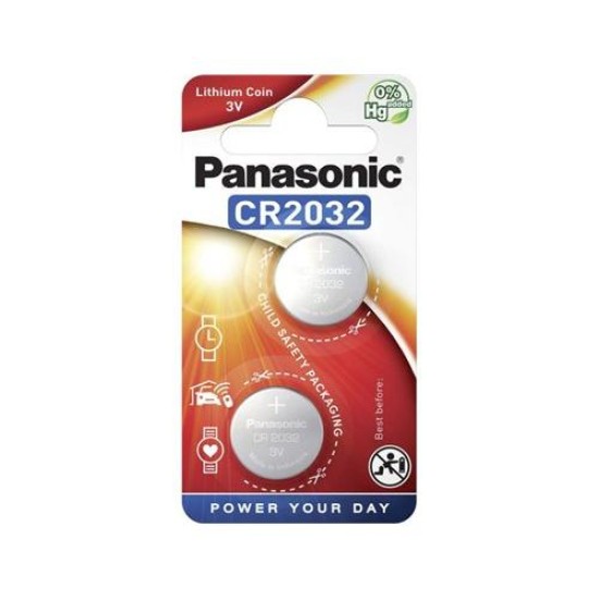 PANASONIC CR2032 lítium gombelem 3 V (2 db/cs) (CR2032-2B-PAN)