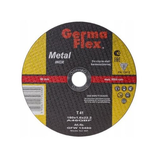 GERMAFLEX Vágókorong fémre 180 x 1,6 x 22,2 mm inox (GFW-13480)