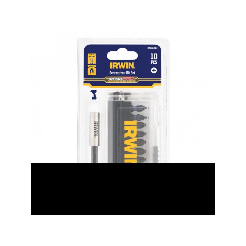IRWIN Impact Pro Bithegy készlet 10 részes 25 mm (2 x PZ1, 5 x PZ2, 3 x PZ3) + bithegy-tartó (IW6062503)