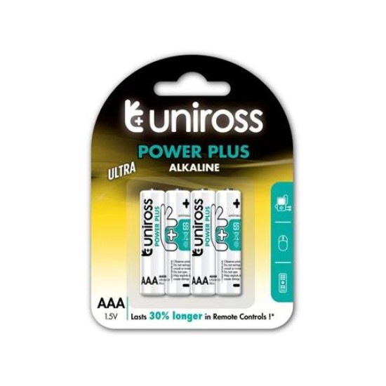 UNIROSS AAA/mikro tartós alkáli elem 1,5 V (4 db/cs) (LR03-UALKAAAPP4)