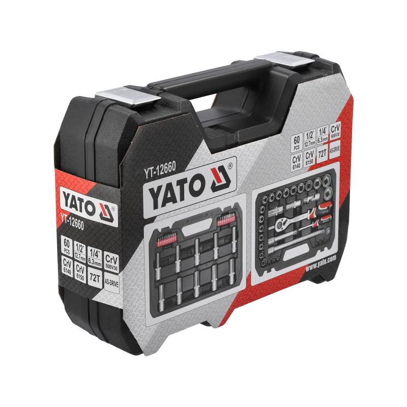YATO Dugókulcs készlet 60 részes 1/2' 1/4' CrV (YT-12660) YATO Dugókulcs készlet 60 részes 1/2' 1/4' CrV (YT-12660)