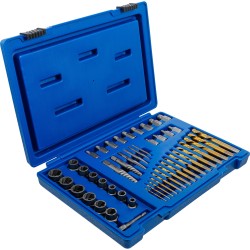 BGS Technic Csavar- és anyakioldó bal oldali fúrókészlettel 2 - 18 mm 49 darabos (BGS 70329) BGS Technic Csavar- és anyakioldó bal oldali fúrókészlettel 2 - 18 mm 49 darabos (BGS 70329)
