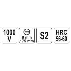 YATO Csavarhúzó 8,0 x 175 mm 1000 V-ig szigetelt (YT-2820) YATO Csavarhúzó 8,0 x 175 mm 1000 V-ig szigetelt (YT-2820)