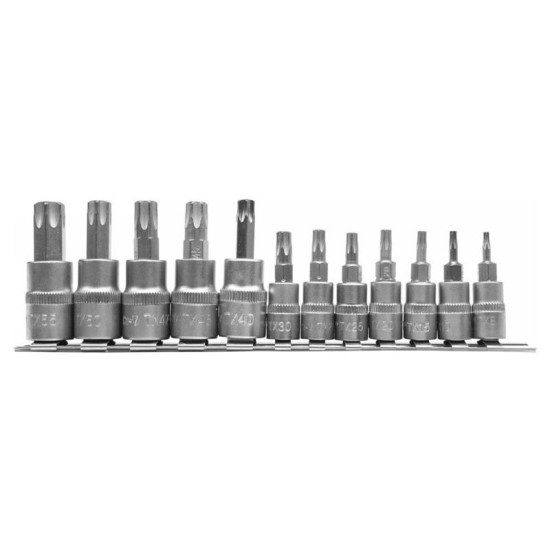 YATO Bit dugókulcs készlet 12 részes Torx 1/4', 3/8' CrV (YT-04331)