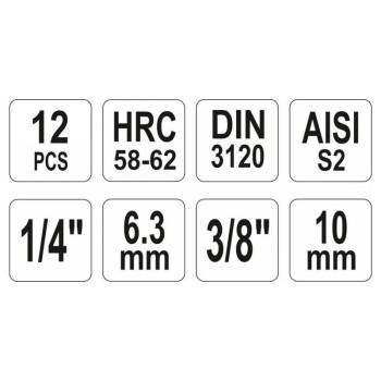 YATO Bit dugókulcs készlet 12 részes Torx 1/4', 3/8' CrV (YT-04331) YATO Bit dugókulcs készlet 12 részes Torx 1/4', 3/8' CrV (YT-04331)