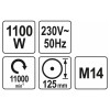 YATO Sarokcsiszoló 125 mm 1100 W (YT-82100) YATO Sarokcsiszoló 125 mm 1100 W (YT-82100)