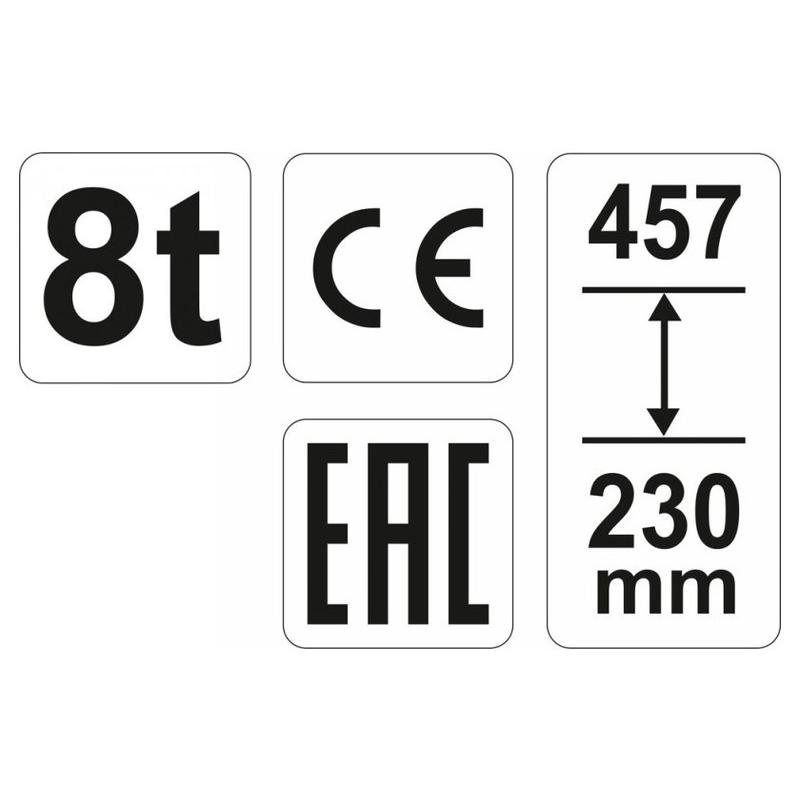 YATO YT-17003 hidraulikus palackemelő 8 tonna 200-385 mm acél ház YATO YT-17003 hidraulikus palackemelő 8 tonna 200-385 mm acél ház