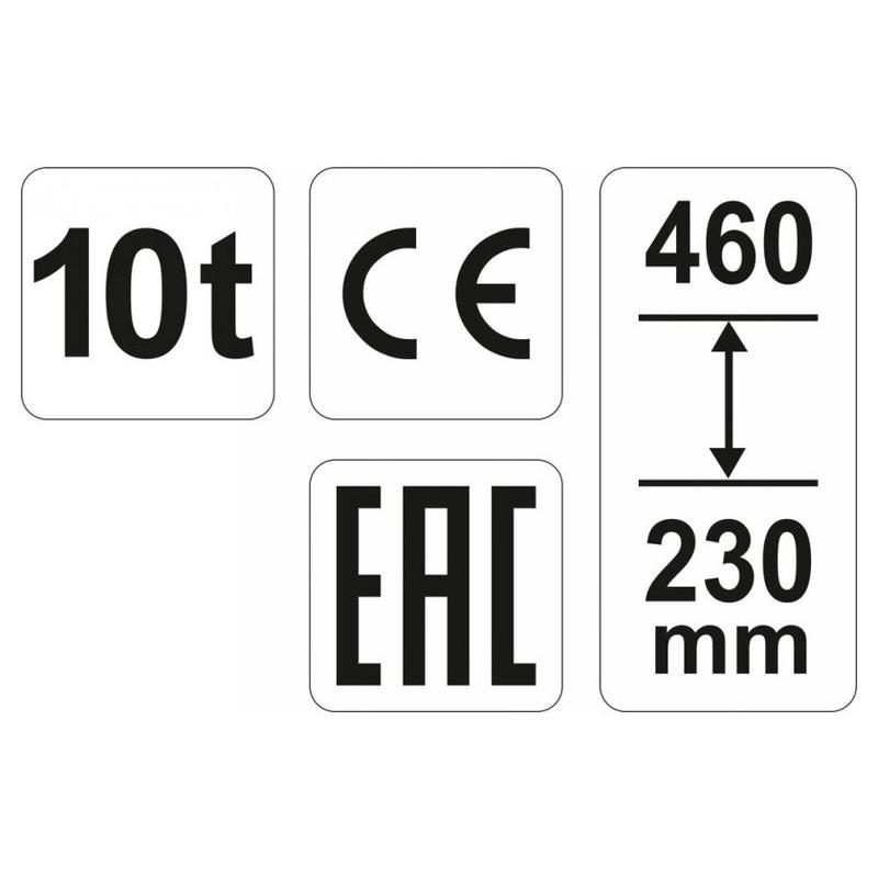 YATO YT‑17004 hidraulikus emelő (palackemelő) 10 t teherbírás, 230–460 mm