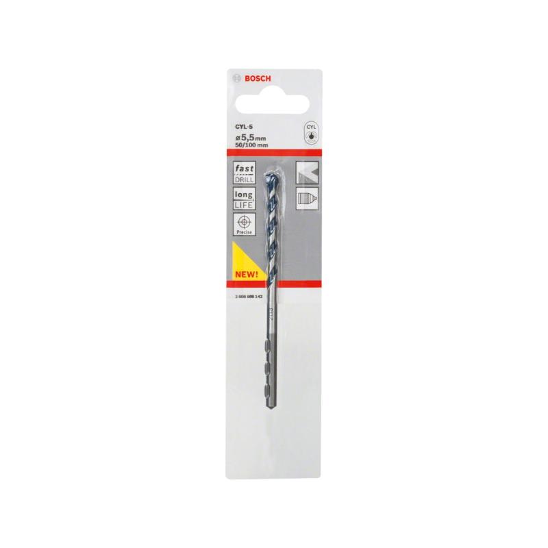 BOSCH Kőzetfúró 5,5 x 100/50 mm kétélű CYL-5 (2608588142)